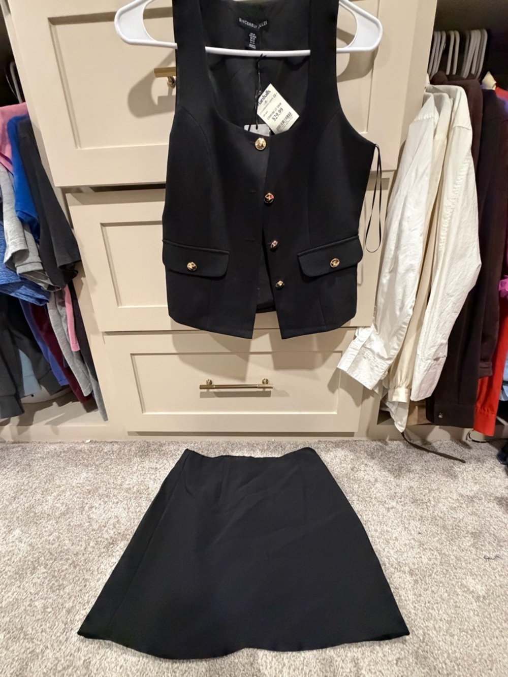 Sincerely Jules Black Two-Piece Set - Vest and Skirt